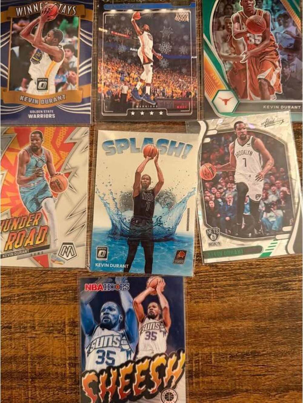 Kevin Durant 7-Card Insert Lot – Optic Mosaic Prizm Hoops – Suns Warriors Nets